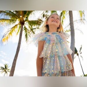 Lola + The Boys Pastel Stars Dress - size 5/6T
